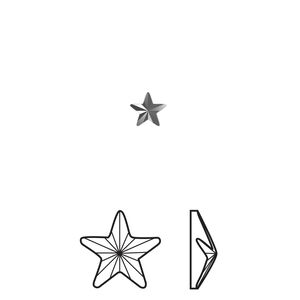 Flat back 48pk jet hematite foil back, Crystal Passions&reg; hotfix rhinestone 5.5x5mm rivoli star 2816
