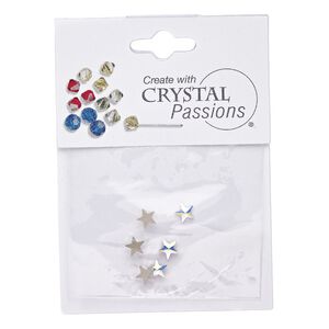 Flat back 6pk crystal AB foil back, Crystal Passions&reg; hotfix rhinestone 5mm rivoli star 2816