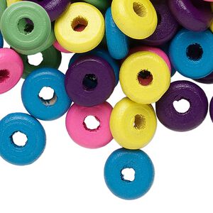 Bead mix, wood, mixed colors, 11x3mm rondelle. Sold per 90-gram pkg, approximately 560 beads.