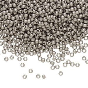 Seed bead, TOHO BEADS&reg;, glass, pkg/250g, #11 round, opaque metallic frosted antique silver (TR-11-566).