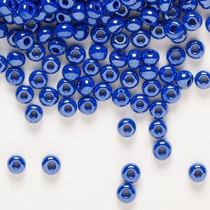 Seed bead, Preciosa Ornela Czech glass, pkg/50g, #6 rocaille, opaque luster blue, (38060).
