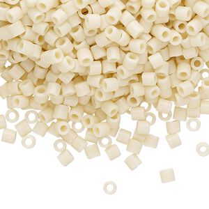 Seed bead, Delica&reg;, glass, pkg/50g, #8 round, opaque ivory (DBL-0732).