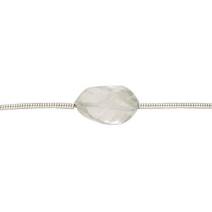 Green quartz 1pkg6, hand-cut faceted twisted oval bead 12x8mm-15x10mm
