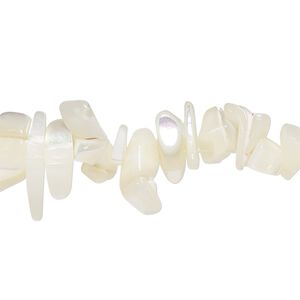 Mother-of-pearl shell 1pkg1, hand-cut chip bead 15.5 to 16 inch white large