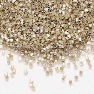 Seed bead, Delica&reg;, glass, pkg/250g, #11 round, opaque silk satin silver-lined smoky quartz (DB-0680).