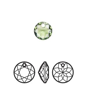 Drop 72pk peridot, Swarovski&reg; 8mm pendant classic cut 6430