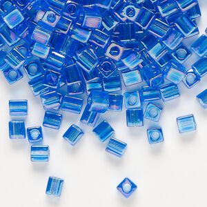 Seed bead, Miyuki, glass, pkg/250g, 3.5-3.7mm square, translucent rainbow sapphire (SB-290).