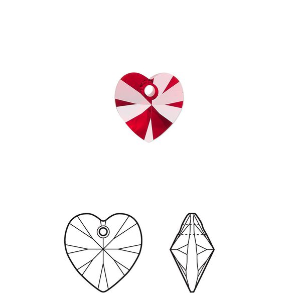 Drop 288pk Siam, Swarovski&reg; 10mm pendant heart 6228 image number 0