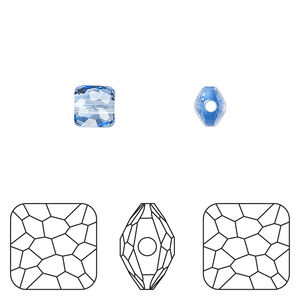Bead 1pkg288 light sapphire, Swarovski&reg;, 6mm puffed square 5035