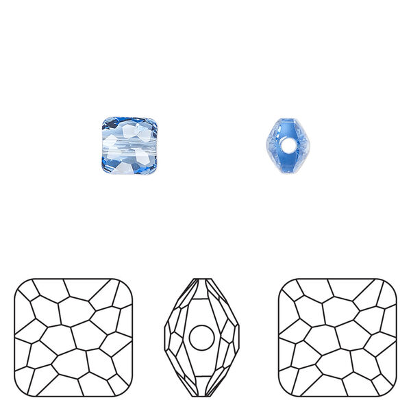 Bead 1pkg288 light sapphire, Swarovski&reg;, 6mm puffed square 5035 image number 0