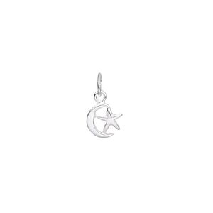 Charm, sterling silver, 7mm single-sided moon and star. Sold per pkg of 6.