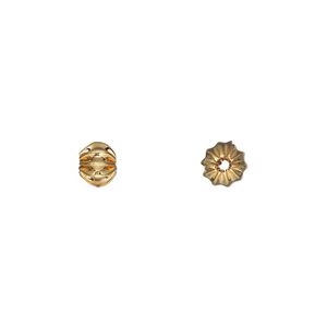 Bead 1pkg20 gold-plated, 6x4.5mm corrugated rondelle, brass
