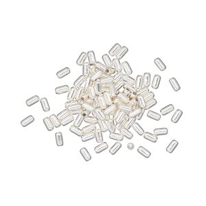 Bead 1pkg100 silver-plated, 3x1.5mm tube, brass