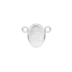 Connector, Almost Instant Jewelry&reg;, fine silver, 15x11mm closed-back oval with 14x10mm oval bezel setting. Sold individually.
