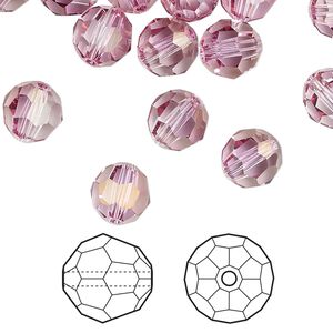 Bead 12pk dark rose, Crystal Passions&reg; 8mm round 5000