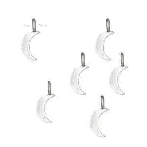 Charm, sterling silver, 9x6mm moon. Sold per pkg of 6.