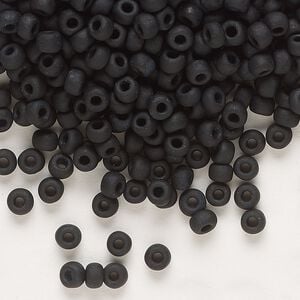 Seed bead, Dyna-Mites&trade;, glass, opaque matte black, #6 round. Sold per 40-gram pkg.