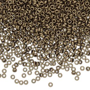 Seed bead, Miyuki, glass, pkg/10g, 2.2x1mm spacer rondelle, opaque matte brown, (SPR2.2-2006).