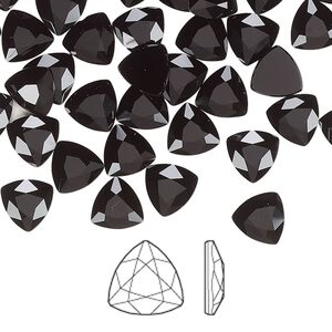 Flat back 144pk jet, Swarovski&reg; 7mm trilliant 2472