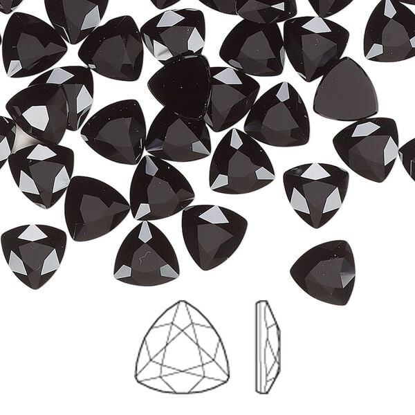 Flat back 144pk jet, Swarovski&reg; 7mm trilliant 2472 image number 0