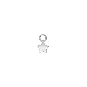 Charm, sterling silver, 5.5mm single-sided star with 4mm closed round loop. Sold per pkg of 2.