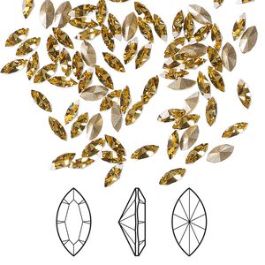 Fancy stone 1pkg720 dark jonquil foil back, Swarovski&reg; ReCreated&trade; 5x2.5mm navette 4228