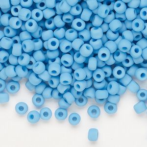 Seed bead, Dyna-Mites&trade;, glass, opaque matte light blue, #6 round. Sold per 40-gram pkg.