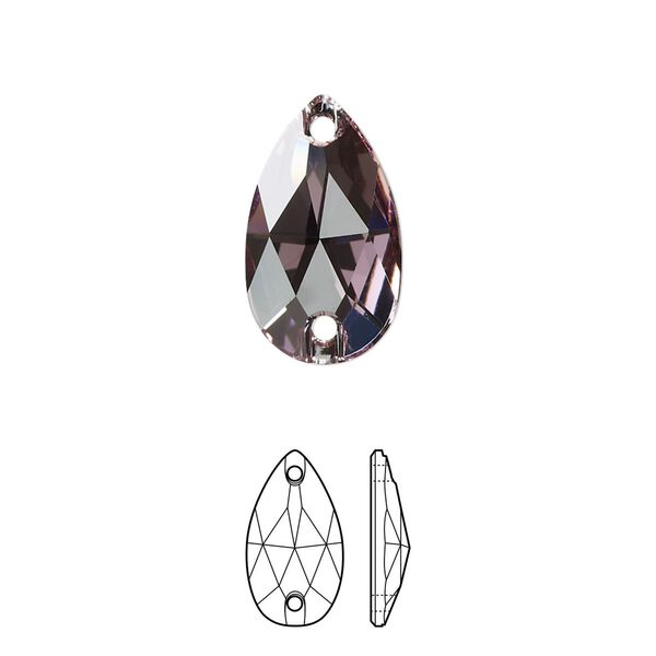 Sew-on 2pk light amethyst foil back, Crystal Passions&reg; 18x10.5mm pear 3230 image number 0