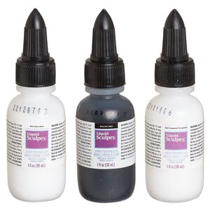 Liquid polymer clay 1pkg3, 1 fluid ounce translucent clear / opaque black / opaque white Liquid Sculpey&reg;