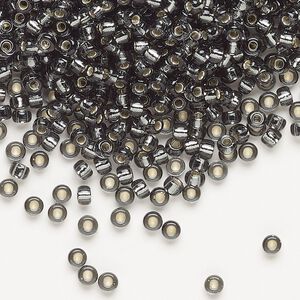 Seed bead, Miyuki, glass, pkg/50g, #8 rocaille, transparent silver-lined light grey, (RR-21).