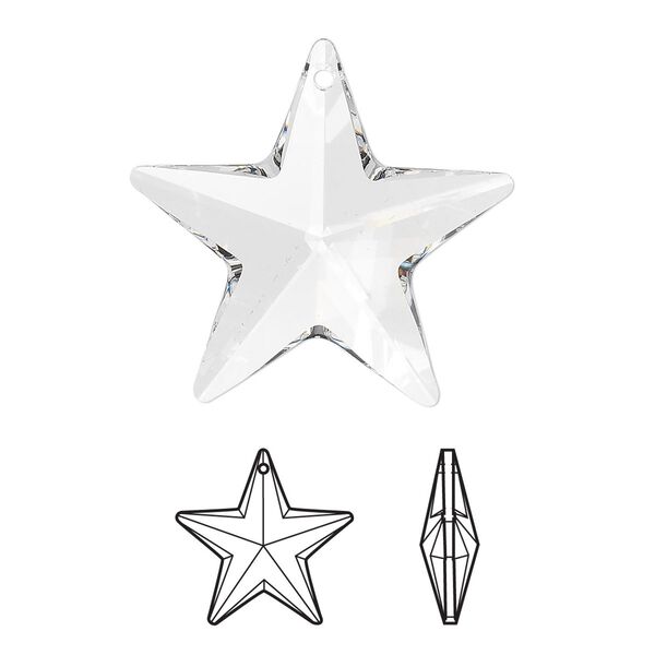 Drop 24pk crystal, Swarovski&reg; 28x27mm pendant star 6714 image number 0