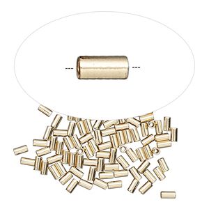 Crimp 1pkg100 14Kt gold-filled, 3x1.6mm round tube / approx 1.1mm inside diameter