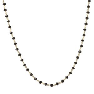 Necklace, black spinel (natural) and gold-finished sterling silver, 3.5-4mm hand-cut faceted rondelle, 18 inches with S-hook clasp. Sold individually.