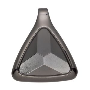 Pendant, Almost Instant Jewelry&reg;, gunmetal-plated "pewter" (zinc-based alloy), 37x37x32mm single-sided triangle with 23mm triangle setting and tube bail. Sold individually.