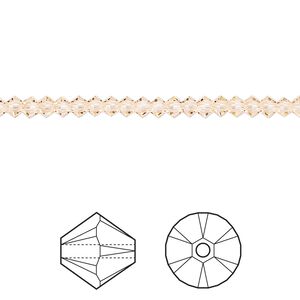 Bead 48pk light peach, Crystal Passions&reg; 3mm bicone 5328