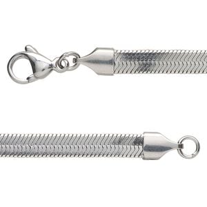 Chain 1pkg1 herringbone, 5mm / lobster claw clasp, stainless steel 18 inch