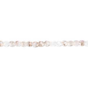 Bead, Czech fire-polished glass, crystal and brown, 3mm faceted round. Sold per 15-1/2" to 16" strand, approximately 130 beads.