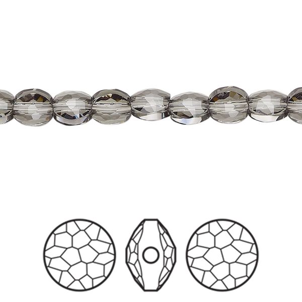 Bead 288pk black diamond, Swarovski&reg; 6mm puffed round 5034 image number 0