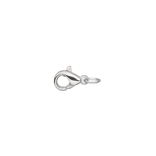 Clasp lobster claw 1pkg2, 11x6mm / 5mm closed jump ring, stainless steel 1-strand image number 0