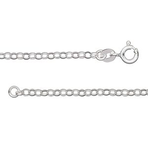 Chain 1pkg1 sterling silver rolo, 2.4mm / mixed clasp, 16 inch