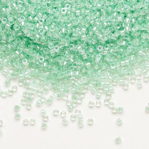 Seed bead, Delica&reg;, glass, pkg/7.5g, #11 round, translucent mint pearl-lined glacier blue (DB-1707).