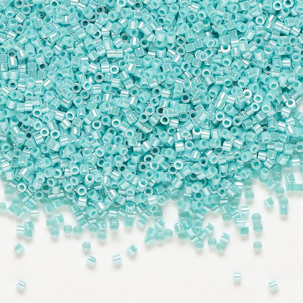 Seed bead, Delica&reg;, glass, pkg/50g, #15 round, opaque luster sea opal (DBS-1567). image number 0