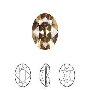 Fancy stone 1pk light Colorado topaz foil back, Crystal Passions&reg; 18x13mm oval 4120