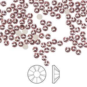 Flat back 1440pk light rose foil back, Preciosa MAXIMA Czech crystal hotfix rhinestone 2.7-2.9mm chaton rose round SS10