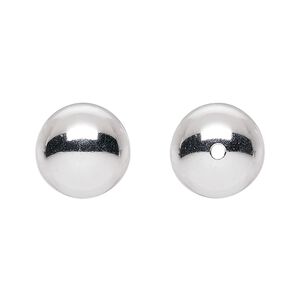 Bead 1pkg2 sterling silver, 14mm seamless round