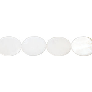 Mother-of-pearl shell 1pkg1, flat oval bead 15 inch 12x9mm