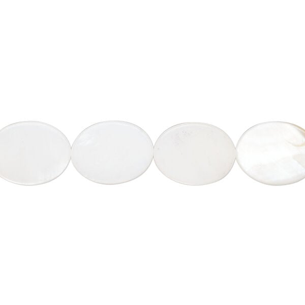 Mother-of-pearl shell 1pkg1, flat oval bead 15 inch 12x9mm image number 0