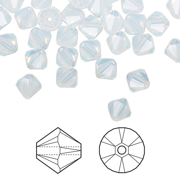 Bead 360pk white opal, Swarovski&reg; 6mm XILION bicone 5328 image number 0
