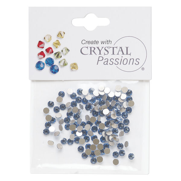 Flat back 1pkg144 light sapphire, Crystal Passions&reg; rhinestone 3-3.2mm round SS12 image number 0