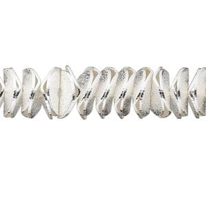 Bead 1pkg30 silver-plated, 10x2.5mm textured wavy rondelle, brass